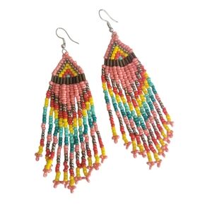 Colorful Beaded Fringe Earrings